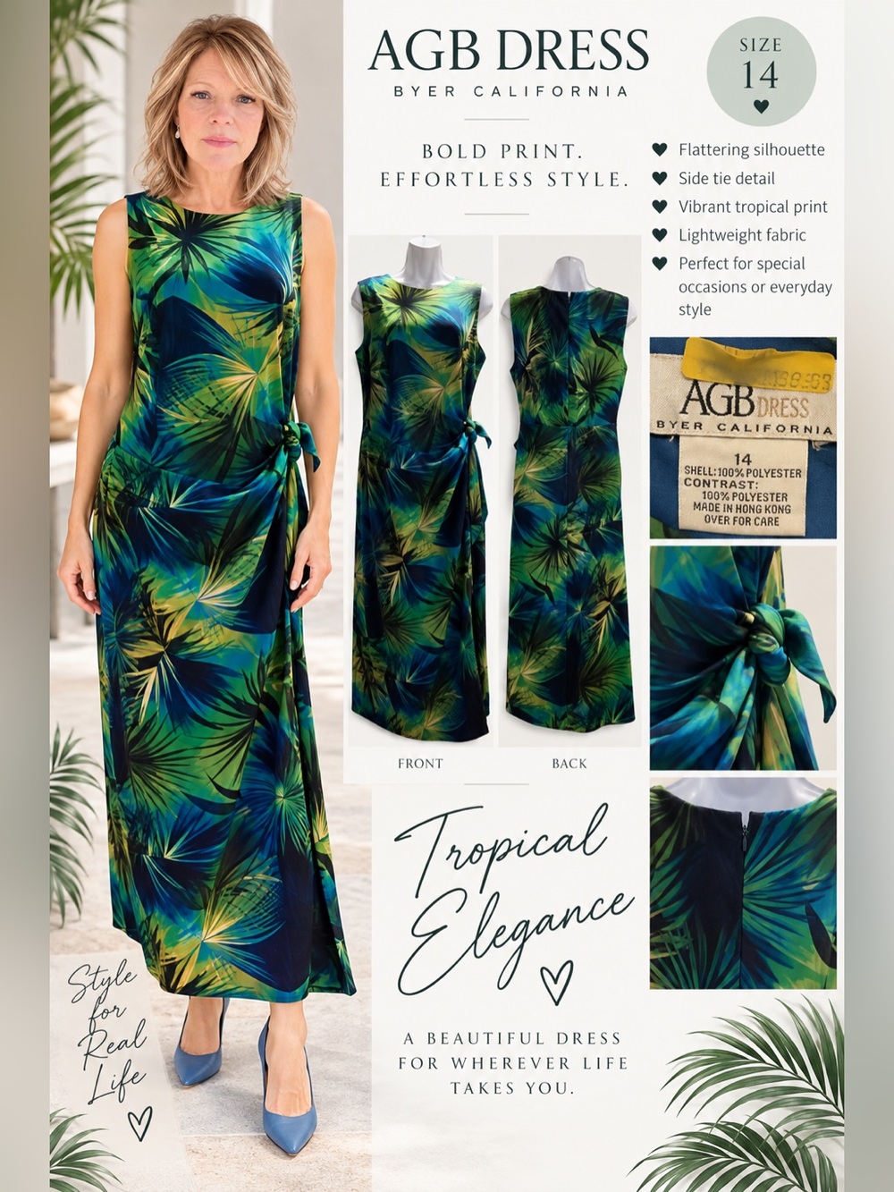 AGB Two-Tone Blue and Green Dress